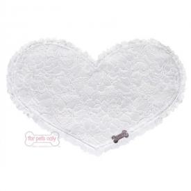 mantel individual para perro, lovely lace time white