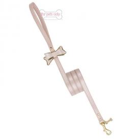 correa de piel rosa con lazo para perro, Ribbon lead antique pink
