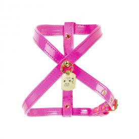 arnes de piel para perro fucsia fluor, harness pink fluo