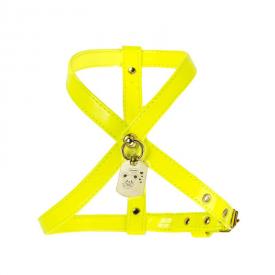 arnes de piel para perro amarillo fluor harness yellow fluo